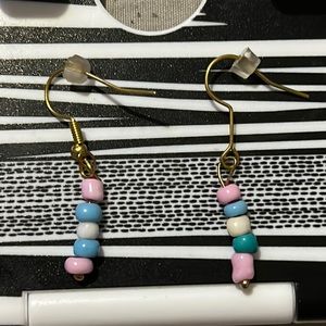Homemade Trans Pride Earrings